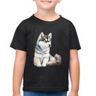 Camiseta Algodão Infantil Cachorro Husky Siberiano - Foca na Moda