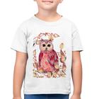 Camiseta Algodão Infantil Coruja e Folhas - Foca na Moda