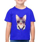 Camiseta Algodão Infantil Gato Headphone - Foca na Moda