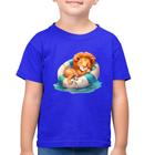 Camiseta Algodão Infantil Leãozinho Relaxando Na Piscina - Foca na Moda
