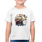 Camiseta Algodão Infantil Navio e Flores - Foca na Moda