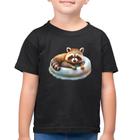Camiseta Algodão Infantil Panda Vermelho Relaxando Na Piscina - Foca na Moda