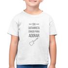 Camiseta Algodão Infantil Sou guitarrista criado para adorar - Foca na Moda