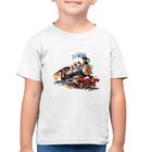 Camiseta Algodão Infantil Trem Watercolor - Foca na Moda