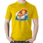 Camiseta Algodão Leãozinho Relaxando Na Piscina - Foca na Moda