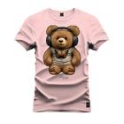 Camiseta Algodão Plus Size Tamanho Grande Urso De Fone