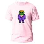 Camiseta Algodão Premium Estampa Digital Frank Verde e Roxo