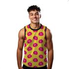 Camiseta Algodão Regata Verão Estilo Moda Praia Boca Cartoon Rosa 182