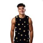 Camiseta Algodão Regata Verão Estilo Moda Praia Bolas Douradas Esfera 582