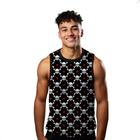 Camiseta Algodão Regata Verão Estilo Moda Praia Caveiras Coração Pirata 501