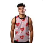 Camiseta Algodão Regata Verão Estilo Moda Praia Corações Vermelho Estrelas Cartoon 284