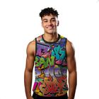 Camiseta Algodão Regata Verão Estilo Moda Praia Grafite Arte Cartoon Colorido 61