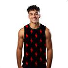 Camiseta Algodão Regata Verão Estilo Moda Praia Raios Relâmpago Cartoon Vermelho 463