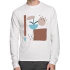 Camiseta Algodão Vaso de Planta Minimalista Abstrato Manga Longa - Foca na Moda