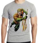 Camiseta Aquaman loiro Blusa criança infantil juvenil adulto camisa tamanhos