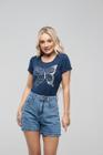 Camiseta - Azul Escuro Estampada