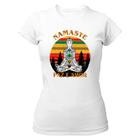 Camiseta Baby Look Divertida Namaste Paz e Amor