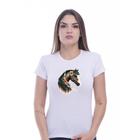 Camiseta Baby Look Feminina Algodao Estampa Cavalo Muladeiro Gola Redonda Macia