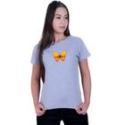 Camiseta Baby Look Feminina Borboleta Laranja