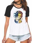 camiseta baby look goku e naruto faces