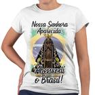 Camiseta Baby Look Nossa Senhora Aparecida Abençoai o Brasil