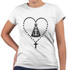 Camiseta Baby Look Nossa Senhora Terço Coração Religiosa