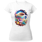 Camiseta Baby Look Xicara de cafe na galaxia