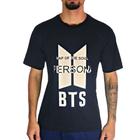 Camiseta Banda BTS Logo K-Pop Bangtan Boys Moda Coreana Presentes Geek Acessórios Nerd
