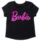 Camiseta Barbie Toddler Girls com logotipo preto/rosa 2T