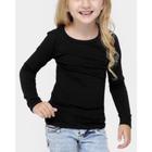 Camiseta Básica blusa infantil Menino e Menina Preta Branca Manga Longa 100% algodão 2,3,4,6,8,10,