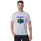 Camiseta Básica Estampa Personalizada Colorida Masculina Nintendo 64 Tendência Casual