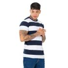 Camiseta Básica Listrada Masculina Estilo Clássico para seu Visual