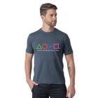 Camiseta Básica Masculina Estampada PS Controle Jogos Videogames Design Personalizado Algodão Premium