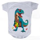 Camiseta Bebê Manga Curta Estampado Dinossauro Autista