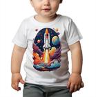 Camiseta Bebê Manga Curta Estampado Foguete Astronauta