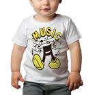 Camiseta Bebê Manga Curta Estampado Music Música