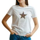 Camiseta blusa babylook feminina Estrela manga curta Moda Casual