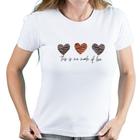 Camiseta blusa feminina babylook corações manga curta Casual Chic