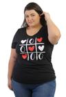 Camiseta Blusa Feminina Plus Sise Jogo da Velha Coração