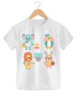 Camiseta Blusa Infantil Animais Safari Selva Floresta Zebra Macaco Elefante Leão