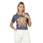 Camiseta Blusa Tshirt Feminina Estampada Viscolycra Cor Cinza