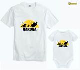 Camiseta + Body Hakuna Matata Kit Pai e Filho Filha