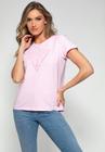 Camiseta Bordado Com Paête Guess Rosa Claro