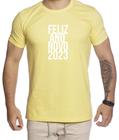 Camiseta Branca Ano Novo Réveillon Feliz 2023 Blusa Final de Ano Masculina