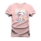 Camiseta Brave Algodão Confortável Estampada Gola Redonda