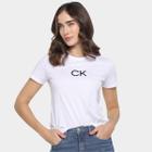 Camiseta Calvin Klein Logo Flocado Manga Curta Feminina