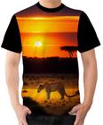 Camiseta Camisa Ads Onça Pintada Por de Sol Natureza - Fabriqueta