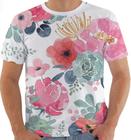 Camiseta Camisa Blusa Florida Moda Verão Primavera Flores Girassol Rosas Plantas Unissex