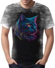 Camiseta Camisa Estampada T-shirt Face Gato Neon Felino 6