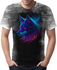 Camiseta Camisa Estampada T-shirt Face Lobo Neon Canino 3